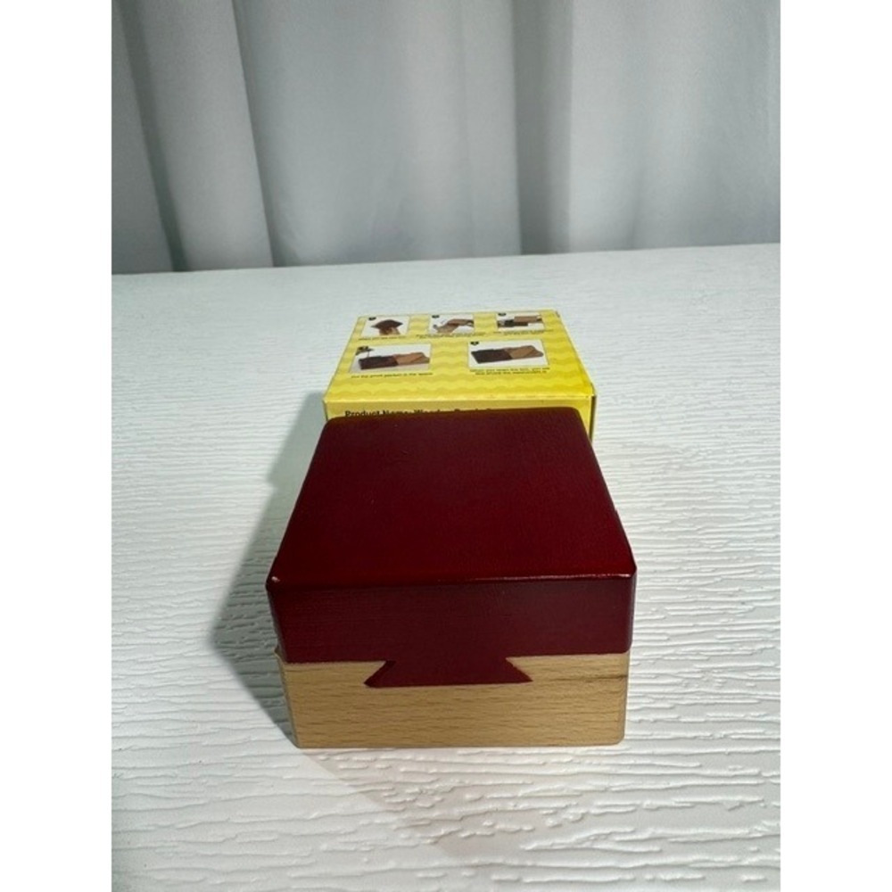 Wooden Puzzle Box Secret Compartment Brain Teaser Red Wood S0027-32